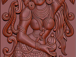 Lord vishnu as mohini with amrit kalash cnc carving 3D Print Model