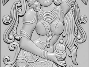 Lord vishnu as mohini with amrit kalash cnc carving 3D Print Model