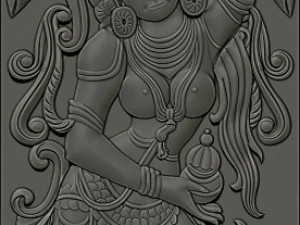Lord vishnu as mohini with amrit kalash cnc carving 3D Print Model