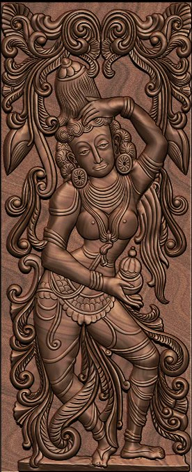 Lord vishnu as mohini with amrit kalash cnc carving 3D Print Model .c4d .max .obj .3ds .fbx .stl .blend 