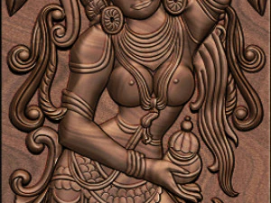 Lord vishnu as mohini with amrit kalash cnc carving 3D Print Model