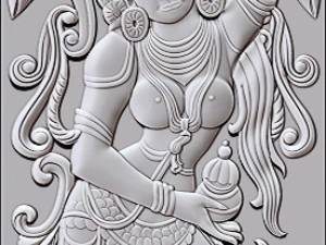 Lord vishnu as mohini with amrit kalash cnc carving 3D Print Model