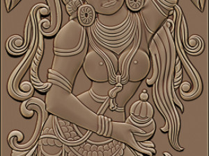 lord vishnu as mohini with amrit kalash cnc carving Model do druku 3D