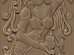 Lord vishnu as mohini with amrit kalash cnc carving 3D Print Model