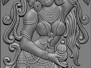Lord vishnu as mohini with amrit kalash cnc carving 3D Print Model