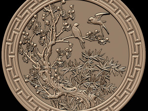 mural bamboo wood carving file stl obj and ztl for cnc 3D 프린트 모델