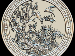 mural bamboo wood carving file stl obj and ztl for cnc 3D 프린트 모델