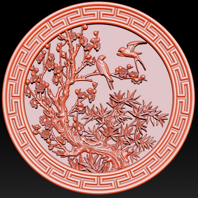 mural bamboo wood carving file stl obj and ztl for cnc 3D 프린트 모델 .c4d .max .obj .3ds .fbx .stl .blend