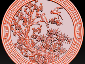 mural bamboo wood carving file stl obj and ztl for cnc 3D 打印模型