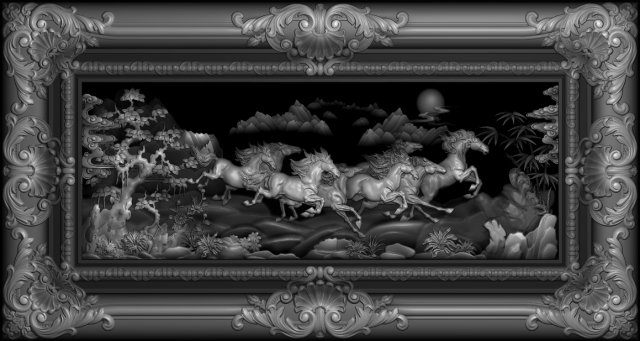 horse relief for cnc Model Cetak 3D .c4d .max .obj .3ds .fbx .stl .blend 
