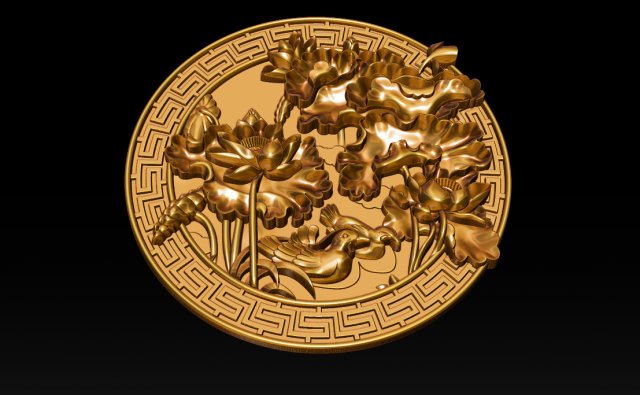 mural lotus carving file stl obj and ztl for cnc 3d print model 3D Print Model .c4d .max .obj .3ds .fbx .stl .blend 