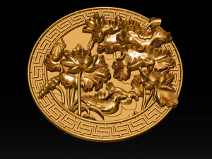 file ukiran teratai mural stl obj dan ztl untuk model cetak 3d cnc Model Cetak 3D