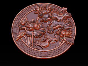 mural lotus carving file stl obj and ztl for cnc 3d print model 3D Print Model