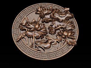 mural lotus carving file stl obj and ztl for cnc 3d print model 3D Print Model