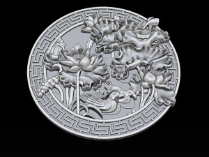 mural lotus carving file stl obj and ztl for cnc 3d print model 3D Print Model