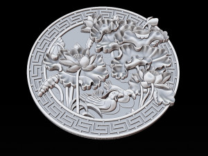 mural lotus carving file stl obj and ztl for cnc 3d print model 3D Print Model