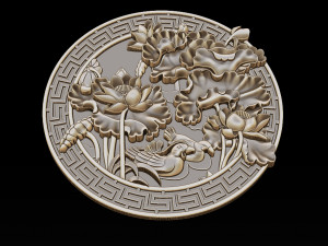 mural lotus carving file stl obj and ztl for cnc 3d print model 3D Print Model