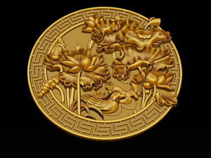 mural lotus carving file stl obj and ztl for cnc 3d print model 3D Print Model