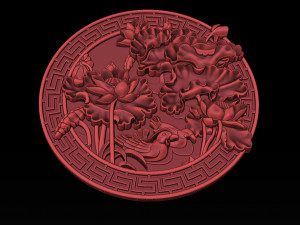 mural lotus carving file stl obj and ztl for cnc 3d print model 3D Print Model