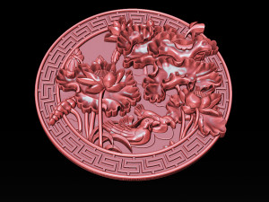 mural lotus carving file stl obj and ztl for cnc 3d print model 3D Print Model