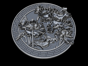 mural lotus carving file stl obj and ztl for cnc 3d print model 3D Print Model