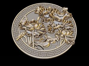mural lotus carving file stl obj and ztl for cnc 3d print model 3D Print Model