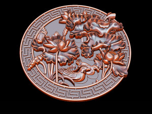 mural lotus carving file stl obj and ztl for cnc 3d print model 3D Print Model