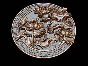 mural lotus carving file stl obj and ztl for cnc 3d print model 3D Print Model