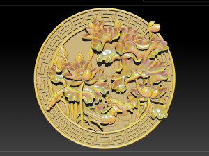 mural lotus carving file stl obj and ztl for cnc 3d print model 3D Print Model