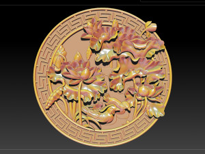 mural lotus carving file stl obj and ztl for cnc 3d print model 3D Print Model