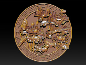 mural lotus carving file stl obj and ztl for cnc 3d print model 3D Print Model