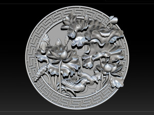 mural lotus carving file stl obj and ztl for cnc 3d print model 3D Print Model
