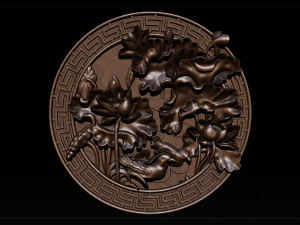 mural lotus carving file stl obj and ztl for cnc 3d print model 3D Print Model