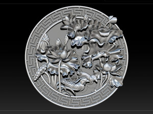 mural lotus carving file stl obj and ztl for cnc 3d print model 3D Print Model