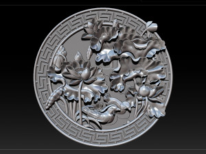 mural lotus carving file stl obj and ztl for cnc 3d print model 3D Print Model
