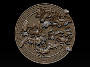 mural lotus carving file stl obj and ztl for cnc 3d print model 3D Print Model