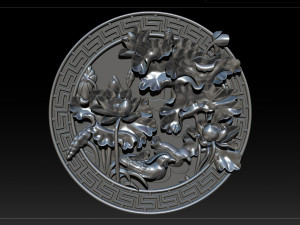 mural lotus carving file stl obj and ztl for cnc 3d print model 3D Print Model