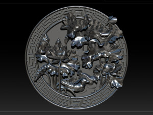 mural lotus carving file stl obj and ztl for cnc 3d print model 3D Print Model