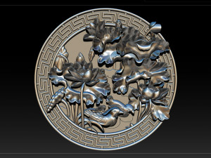 mural lotus carving file stl obj and ztl for cnc 3d print model 3D Print Model