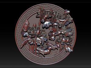 mural lotus carving file stl obj and ztl for cnc 3d print model 3D Print Model