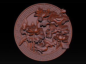 mural lotus carving file stl obj and ztl for cnc 3d print model 3D Print Model