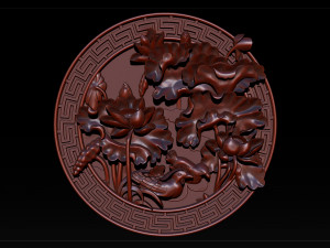 mural lotus carving file stl obj and ztl for cnc 3d print model 3D Print Model