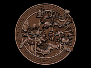 mural lotus carving file stl obj and ztl for cnc 3d print model 3D Print Model