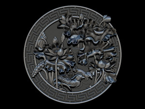 mural lotus carving file stl obj and ztl for cnc 3d print model 3D Print Model