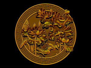 mural lotus carving file stl obj and ztl for cnc 3d print model 3D Print Model