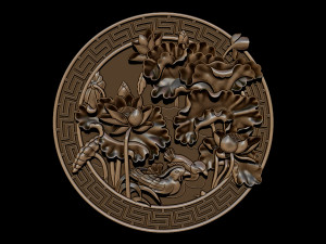 mural lotus carving file stl obj and ztl for cnc 3d print model 3D Print Model