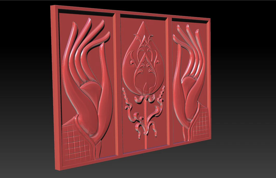 hand and lotus 3D Print Model .c4d .max .obj .3ds .fbx .stl .blend
