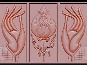 hand and lotus 3D Print Model