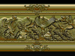 bas relief sculpture the family of eagles Modelo de Impressão 3D