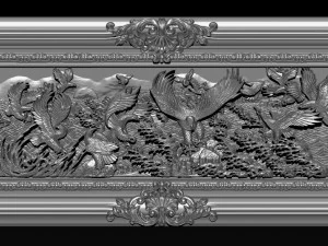 bas relief sculpture the family of eagles 3D Print Model